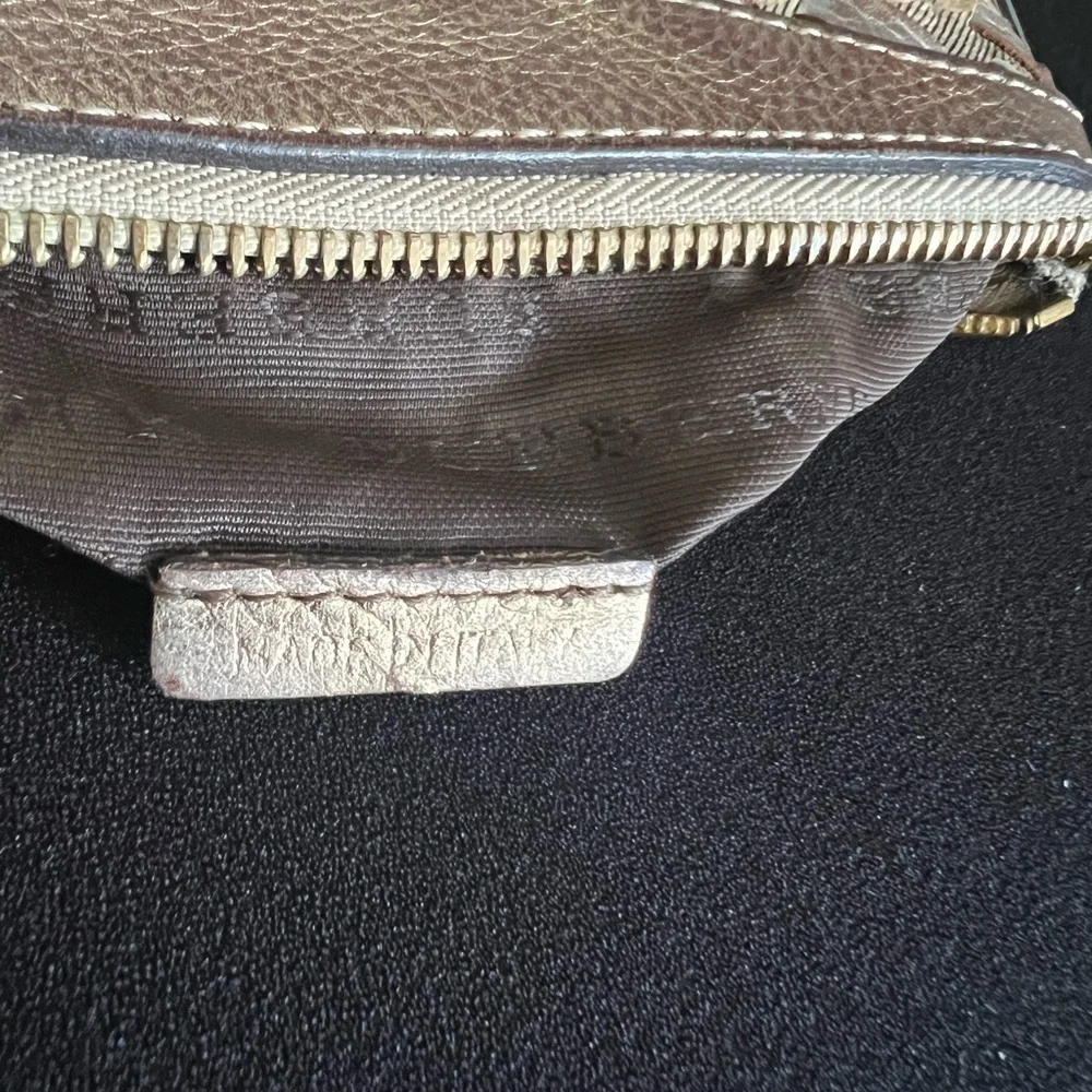 Vintage Burberry Gold and Cream Quilted Wristlet Clutch